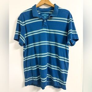 Aeropostale Teal Blue Striped Cotton Polo Shirt Men’s XL